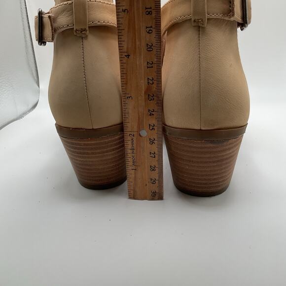 Lucky Brand Sandals Womens 7M Tan Brown Leather Open Toe Slingback Block Heel - Picture 11 of 11